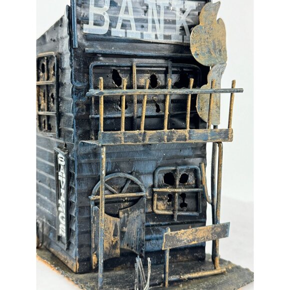 Vintage Tin Ghost Town Savings Bank Coin Box Western Rustic 973691 Halloween - Picture 5 of 10